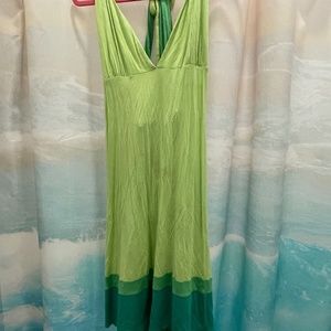 Sexy shades of green deep V neck and totally backless stress- Calypso